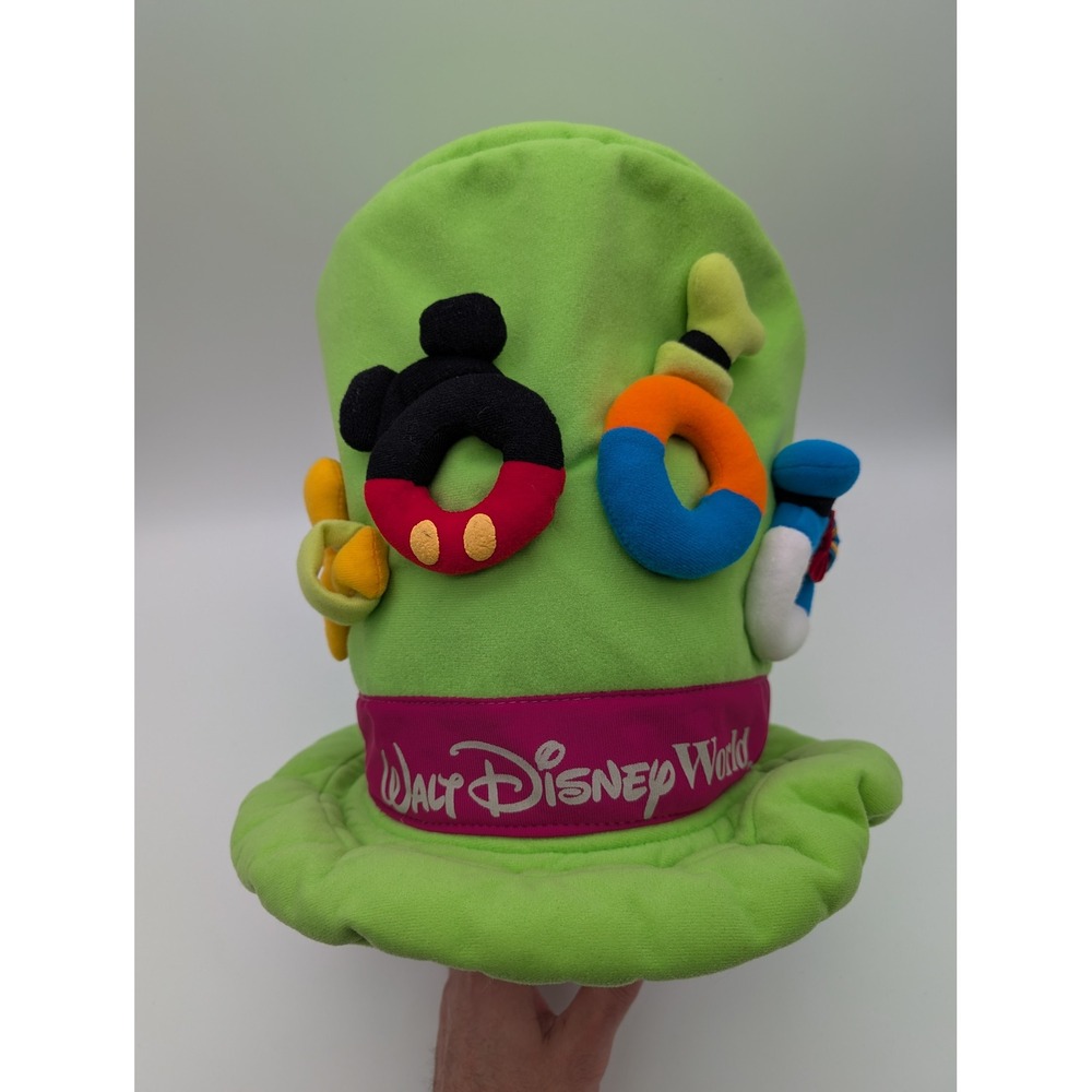 DISNEY Parks Walt Disney World 2000 Millennium Plush Green Top Hat Cartoon VTG